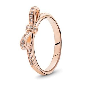 Pandora Classic Ring Bow Sparkling Gold Sz 5 CZ